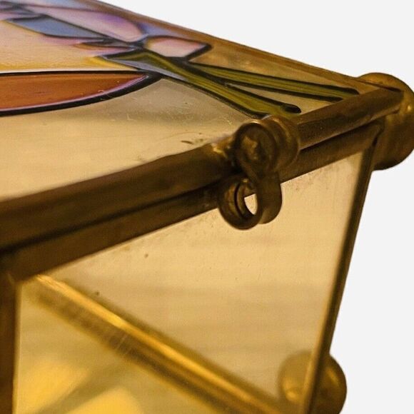Vintage 1970s Interpur Owl Stained Glass Jewelry Trinket Box Mirrored MCM Taiwan - Picture 12 of 13